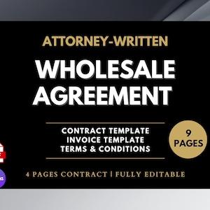 Editable Wholesale Agreement, Wholesale Contract Template, Wholesale Business Template, Wholesale Purchase Agreement Canva Template Word PDF