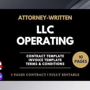 LLC Operating Agreement Form, LLC Agreement, Attorney-Written, Completely Editable, Operating Agreement Template, Contract Agreement