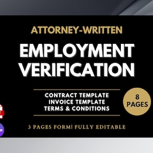 Editable Employment Verification Letter, Contract Agreement Template, Employment Job Service Contract, HR Employer Employee Form Template