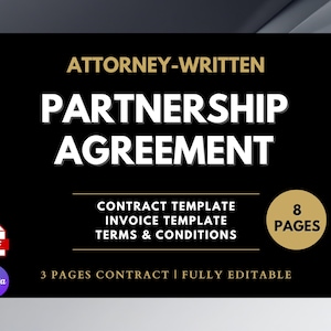 Modello di contratto di partnership modificabile, contratto di partnership, contratto per LLC, esempi di contratto di partnership per piccole imprese