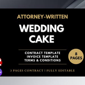 Wedding Cake Contract, Attorney-Written, 8 Pages (Canva Editable, PDF)