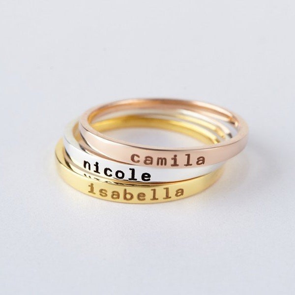 Another Name For Ring Tiny Stackable Name Ring Mint Lily