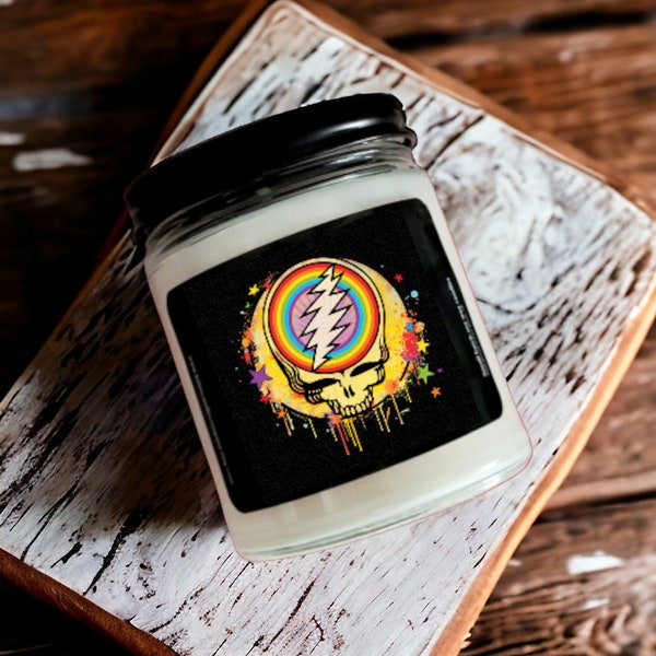 Rainbow Splatter Steal Your Face Berry Garcia Soy Wax Candle Gift 9 OZ