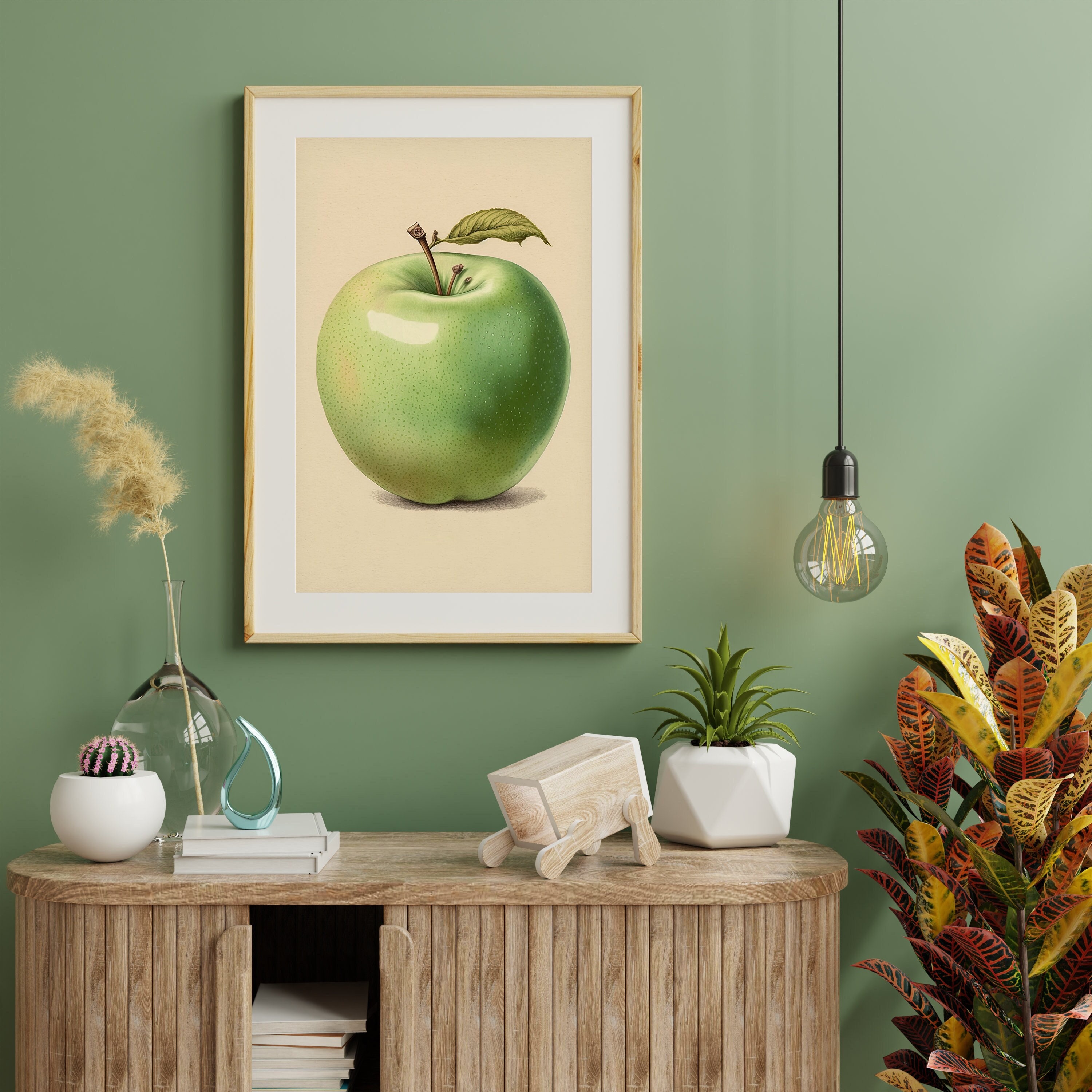 Green Apple Print, Green Apple Wall Art, Green Apple Poster, Green
