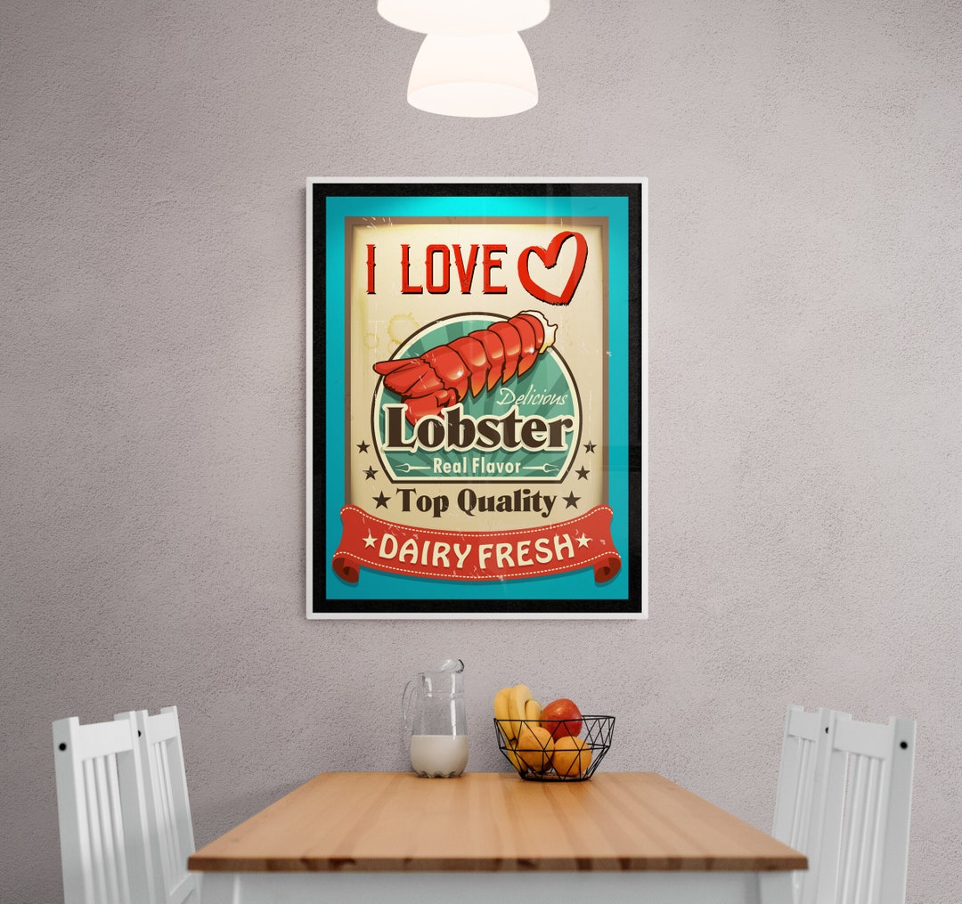 LOBSTER Chef Print, Chef Art, Fun Kitchen Art, Modern Kitchen Decor