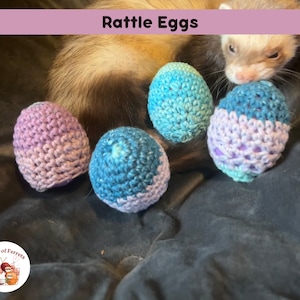 Set of Three Crochet Rattle Eggs | Ferret Toy| Play Eggs| Ferrets | Critters | Handmade | Crochet | CatToys
