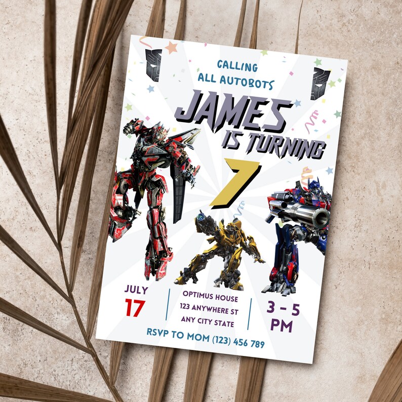 Transformers Rescue Bots Birthday Invitation Template - Digital Kids ...