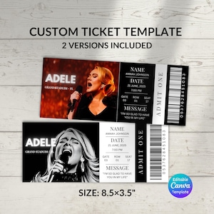 Konzertticket-Vorlage Bearbeitbare Canva-Vorlage Benutzerdefiniertes Ereignisticket Druckbares Konzertticket Geschenkidee DIY Ereignisticket Digitaler Download