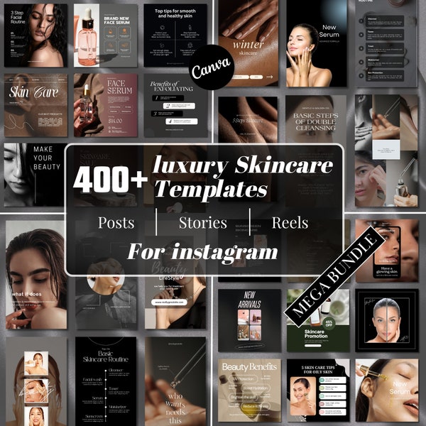 Luxury Skincare Instagram Templates | Dermatologist Templates | Skincare Social Media |  Skincare posts | Beauty Template | Skincare Stories