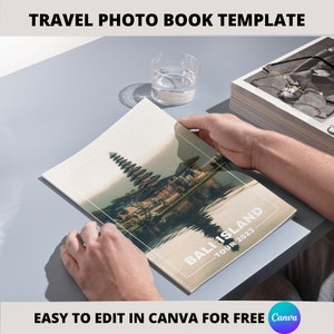 Modern Travel Photo Book Template, Photo Album Template, Editable