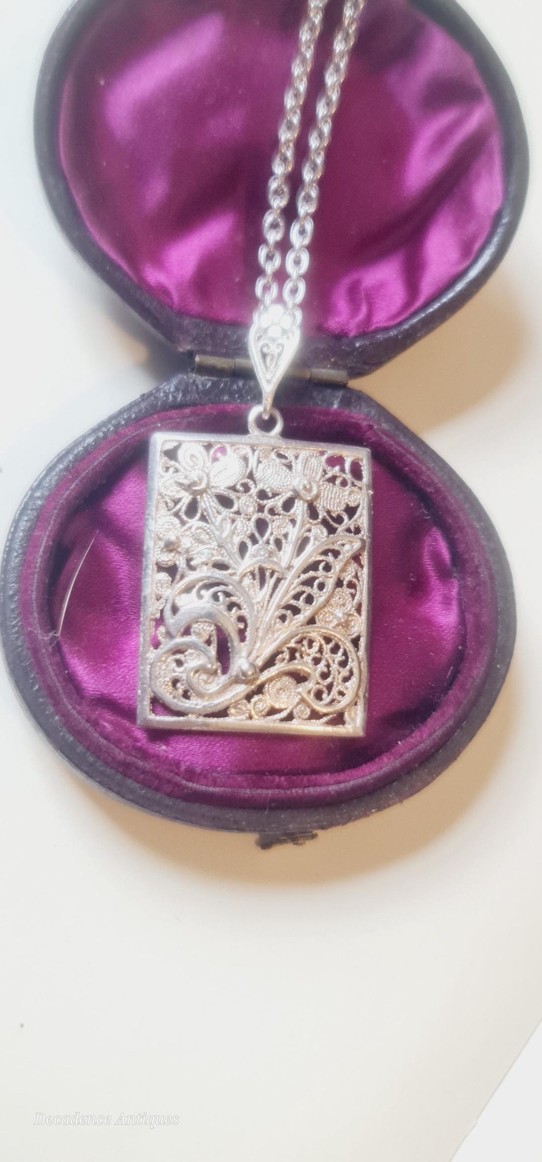Vintage Sterling Silver Filigree Pendant Necklace, 1960s Floral - Etsy