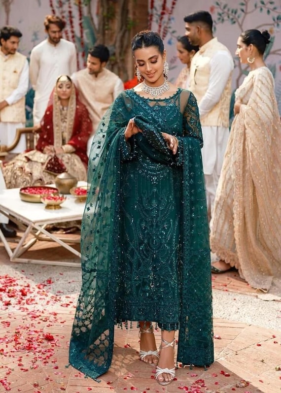 Made to Order Pakistani Wedding Dress Indian Wedding Party Wear Embroidered  Collection Pakistani Dress Shalwar Kameez Suit Eid Style USA 