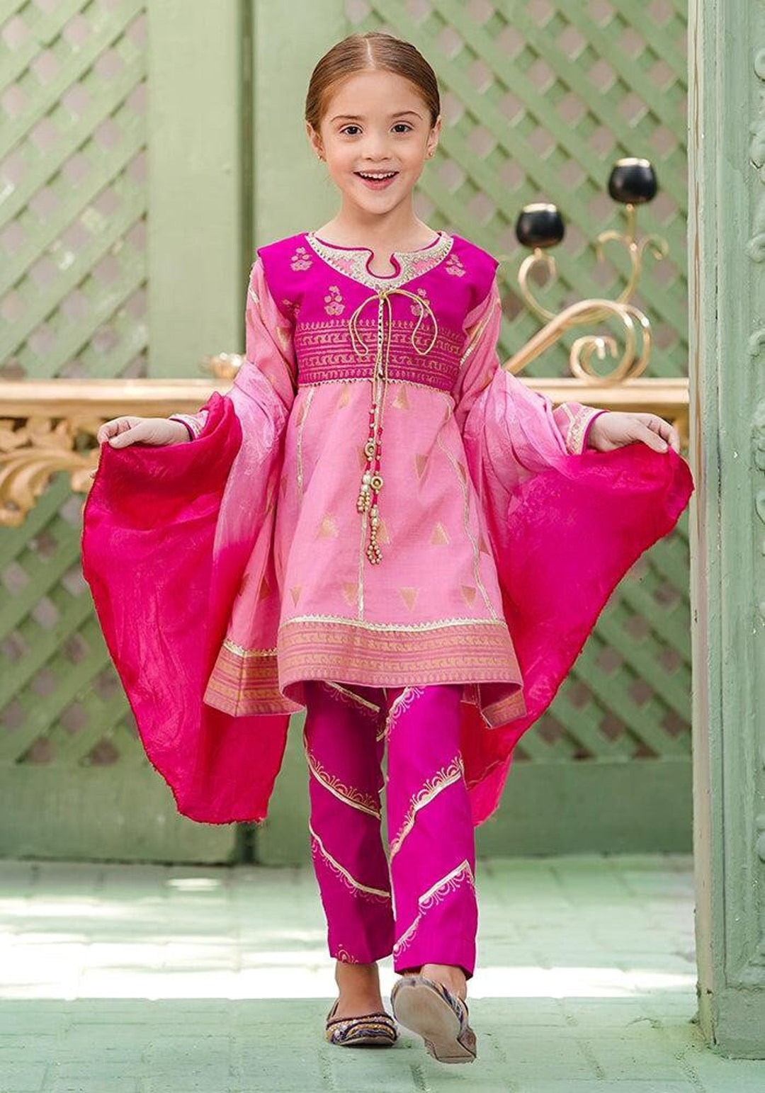 Pakistani Kids Girls Eid Formal Garara 3 Piece Suit Infant Etsy