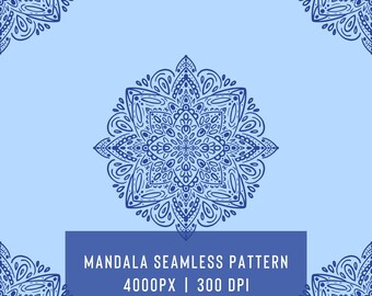 Mandala - Piastrelle con motivo senza soluzione di continuità, download istantaneo disegnato a mano per decorazioni per la casa, cancelleria, progetti fai da te e altro ancora / 4000 PX 300 DPI