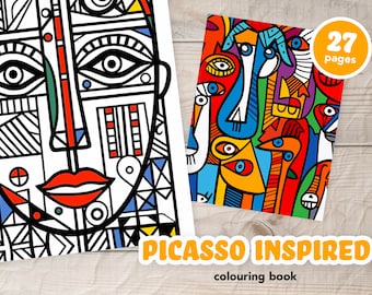 Libro da colorare digitale ispirato a Picasso / 27 pagine / Download immediato
