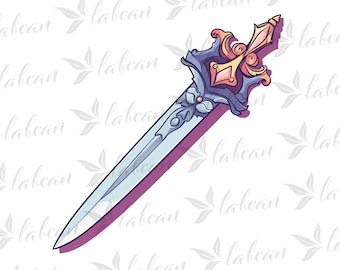 Spada femminile Cartoon PNG / Sublimation Designs PNG / Game Art PNG / Alta risoluzione / Download istantaneo