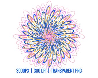 Mandala rosso vibrante PNG con BGD trasparente / 3000px, 300dpi / Clip Art mandala ad alta risoluzione