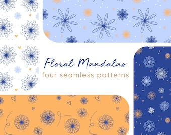 Collezione di motivi senza soluzione di continuità con mandala floreali / 4000px, 300 DPI