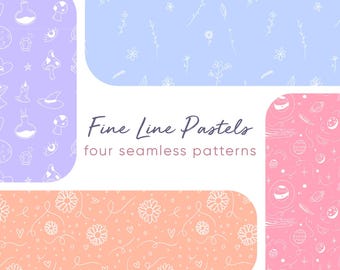 Fine Line Pastels: una vivace collezione di motivi senza soluzione di continuità / 4000px, 300 DPI