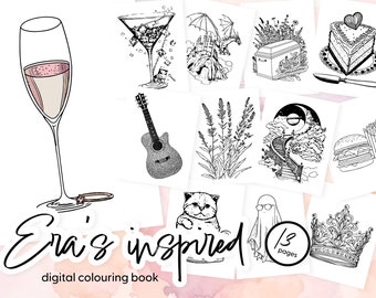Pacchetto di libri da colorare digitali ispirati a Era - Set di 13 disegni / Download immediato / Colorazione per adulti o bambini / PNG, JPG e PDF