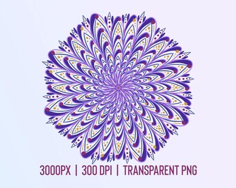 Mandala viola PNG con BGD trasparente / 3000px, 300dpi / Clip Art Mandala ad alta risoluzione