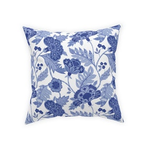 Grandmillenial Pillow, Blue and White, Blue and White Home Decor, Grandmillenial Home Decor, Floral Accent Pillow, Granny Chic