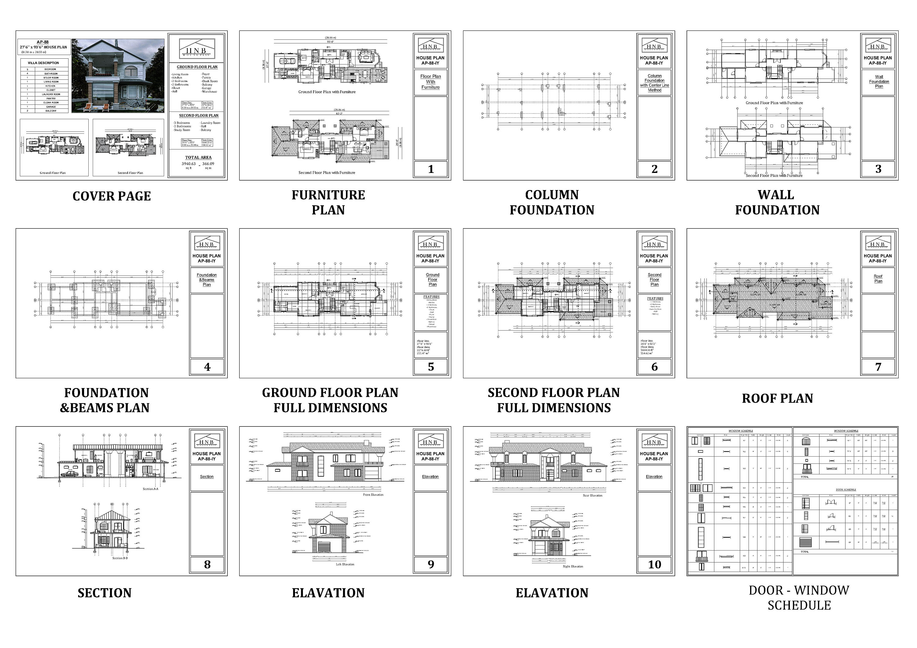 Modern 5 Bedroom House Plan: Two Story Home Blueprint (PDF File) - Etsy UK