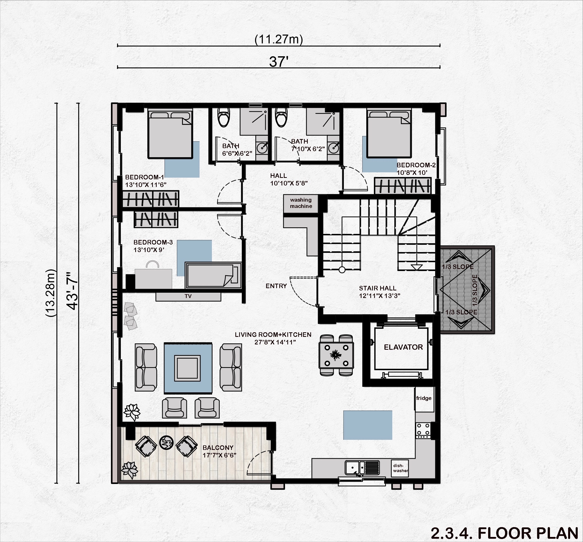 Modern 4-apartment House Plan: 4-floor Blueprint (digital Product) - Etsy
