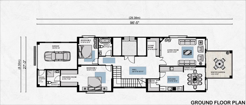 Modern 6 Bedroom House Plan, Two Story Home Blueprint (PDF File) - Etsy