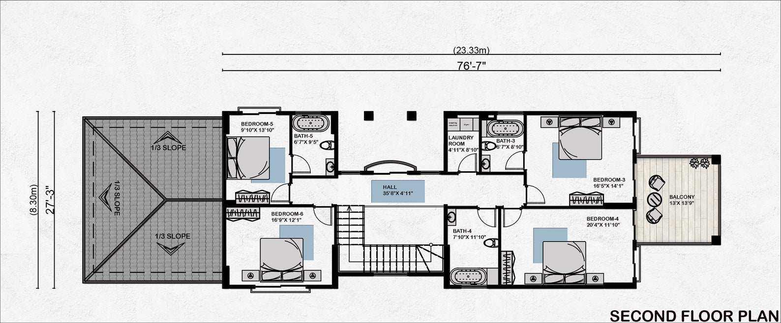 Modern 6 Bedroom House Plan, Two Story Home Blueprint (PDF File) - Etsy