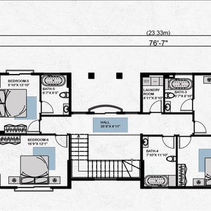 Modern 6 Bedroom House Plan, Two Story Home Blueprint (PDF File) - Etsy