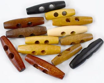 Asst Sizes 30mm - 60mm Wooden Toggle Buttons 2 Holes Sewing Knitwear Coat Baby Button 30mm 40mm 50mm 60mm 3cm 4cm 5cm 6cm Natural Wood K158