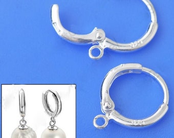 Stamped Silver Plated Leverback Earring Hoop Round Connector Ear Wires K19 UK