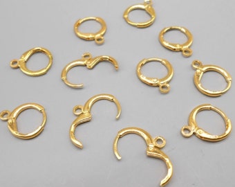 Gold Plated Leverback Earring Hoop Round Connector Ear Wires Hoops K56 UK Seller