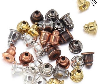 Gold / Silver / Gun Metal Bronze Copper Colour Bullet Backs Pin Stud Earring Earrings Stoppers K31 UK