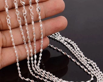 16 - 30 inches Silver Plated Twisted Water Wave Chain Necklace 41-77cms N138 UK