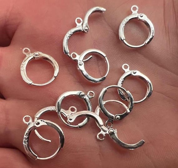 Stamped Silver Plated Leverback Earring Hoop Round Connector Ear Wires K19 UK