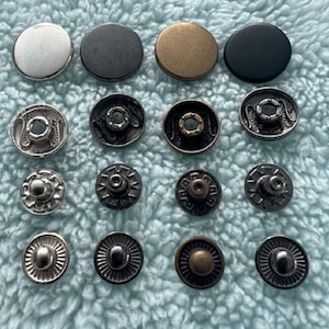 12mm 15mm 17mm Heavy Duty Press Studs Snap Fasteners Poppers Buttons Rivets Black Bronze Gold Gun Metal Silver White 1.2cm 1.5cm Stud K160