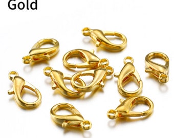 Gold Colour Various Sizes Lobster Clasps Hooks Necklace Bracelet Jewellery Findings K77