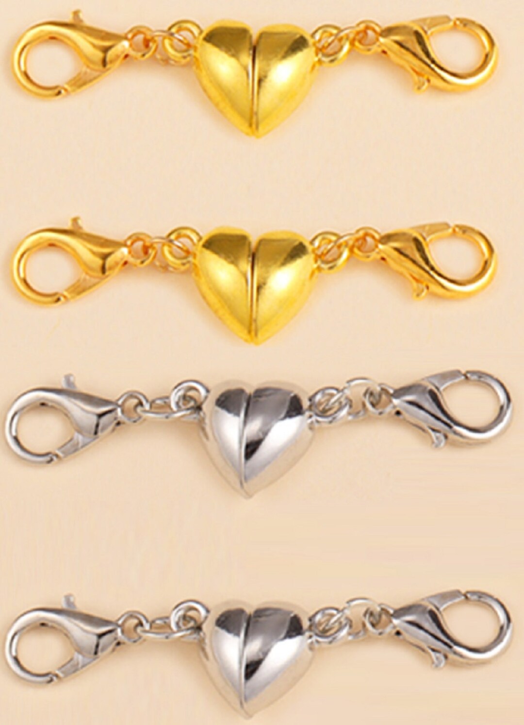 Strong Silver or Gold Heart Converter Necklace Bracelet Easy Clasp Connector Arthritis