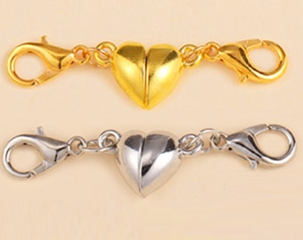 Strong Silver or Gold Magnetic Heart Converter Necklace Bracelet Easy Clasp Connector Arthritis Arthritic K8