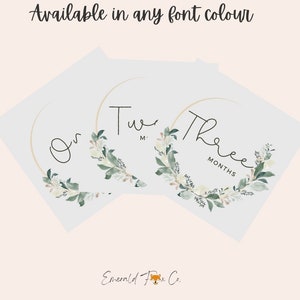 Cartes d'étape imprimables pour bébé - Floral vert et gris