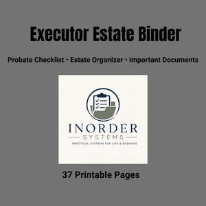 Executor Estate Binder | Estate Organization Kit | Probate Checklist | After Death Organizer | Printable PDF
