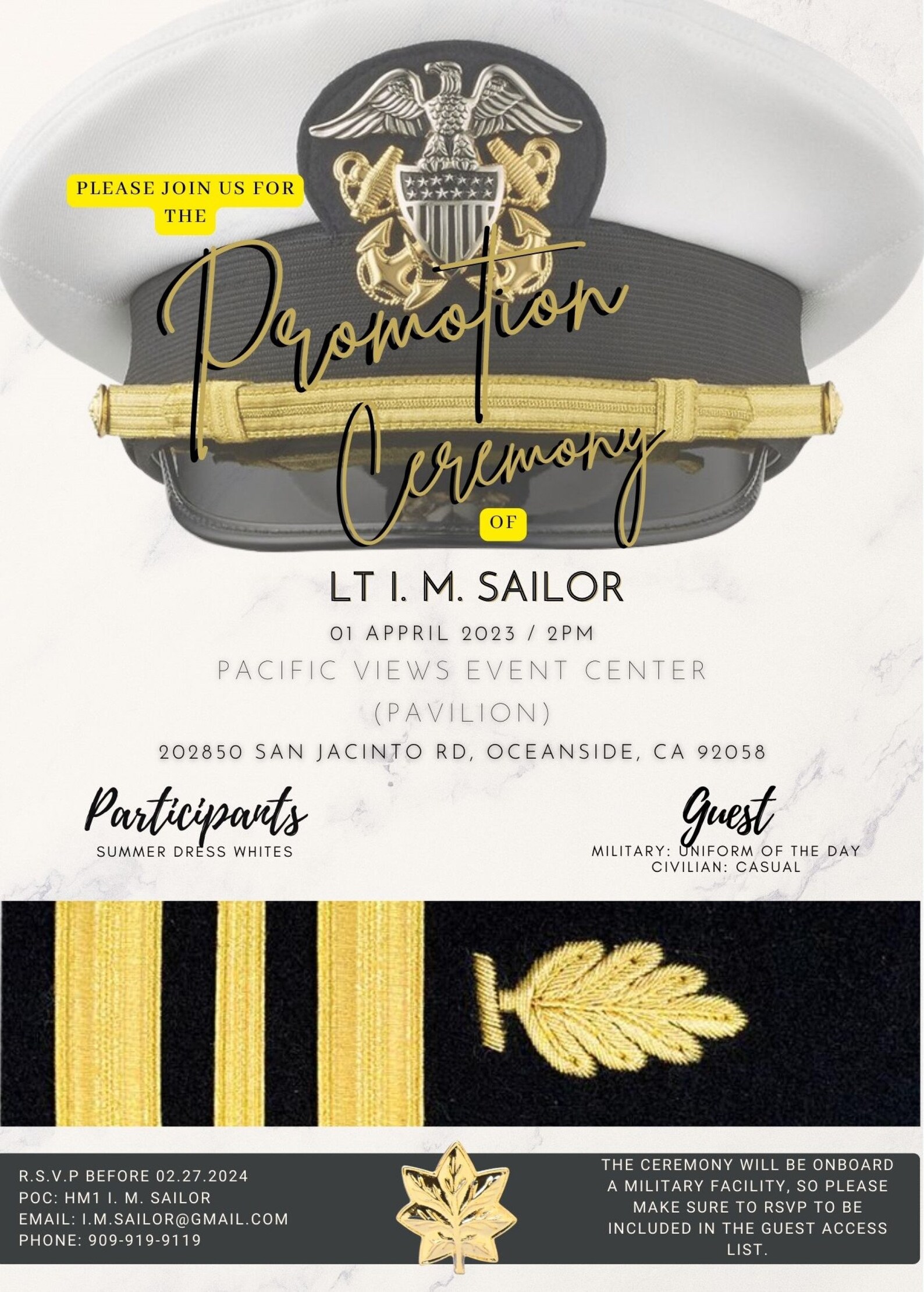 LT to LCDR Promotion Ceremony Invitation Etsy