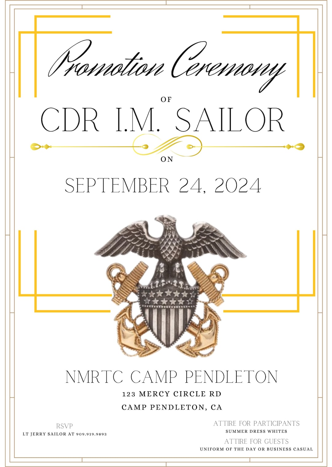 Officer Promotion Ceremony Invitation Etsy