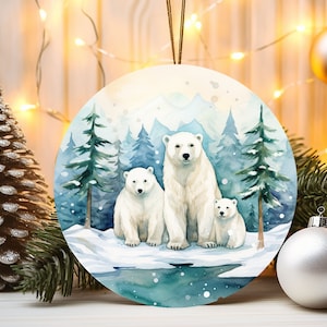 Family Ornament *Polar Bear*, Christmas Ornament, Polar Bear Family, Stocking Stuffer, Polar Bear Lover Gift, A Polar Bear Christmas