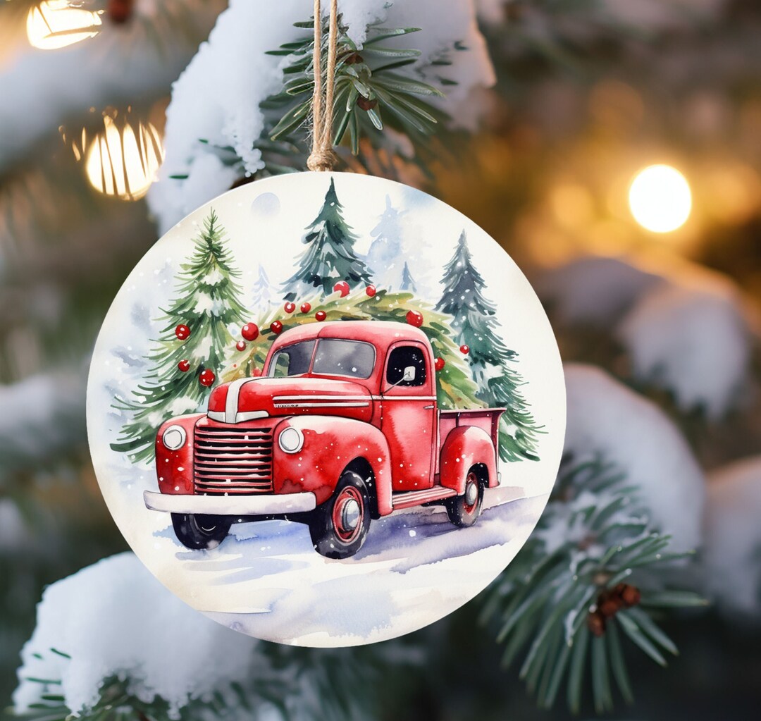 Red Truck Ornament, Vintage Red Truck Christmas Ornament, Christmas