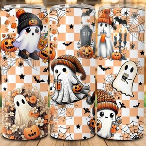 Cute Spooky Tumbler, Trick or Treat Halloween Gift, Halloween Coffee Mug, Autumn Lover Gift, Ghosts and Pumpkins Lover Gift