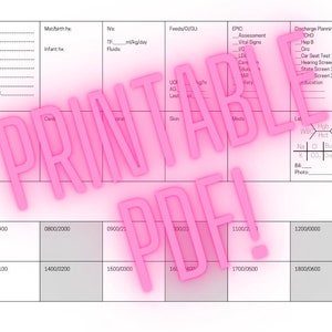 NICU Nurse Brain Report Sheet, EPIC Charting Checklist, Level 2-Level 4