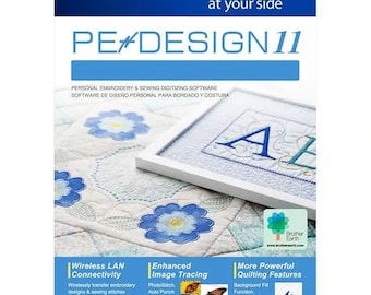 PE Design 11 Sewing and Embroidery Software -Full Version for Windows 10 -11/ Pe-Design Bundle, 400k+ Embroidery Designs
